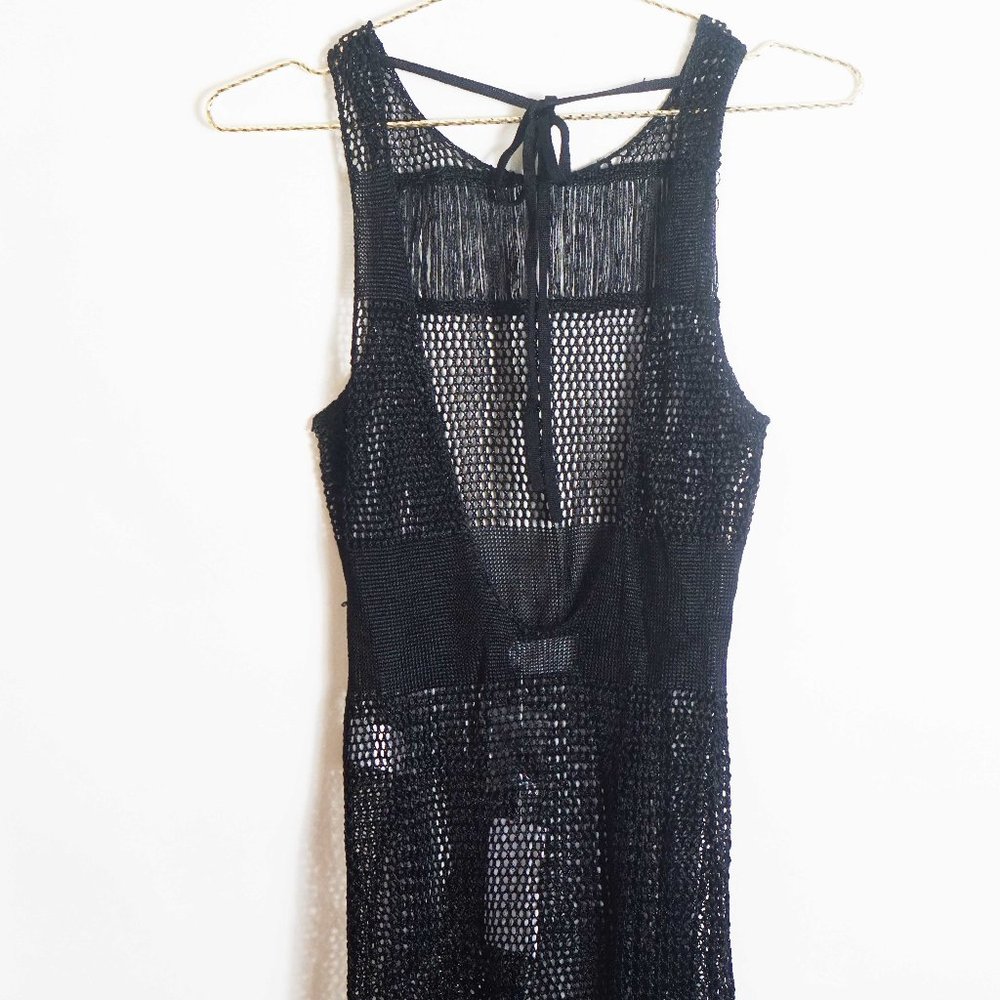 Lovers + Friends Black Fringe Coverup Dress M - Picture 4 of 5